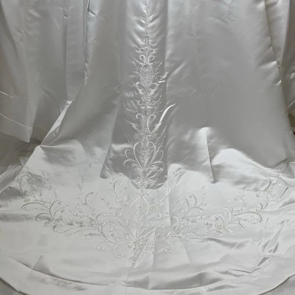 Wedding A Line Beaded Gown Long Train Dress White - Picture 8 of 14